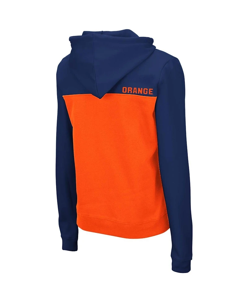 Women's Colosseum Navy, Orange Syracuse Aidan Half-Zip Hoodie