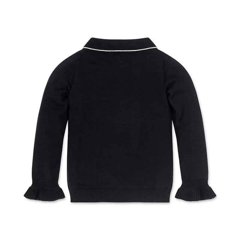 Hope & Henry Baby Girls Long Sleeve Ruffle Cuff Collar Sweater