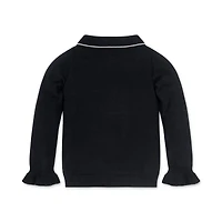 Hope & Henry Baby Girls Long Sleeve Ruffle Cuff Collar Sweater