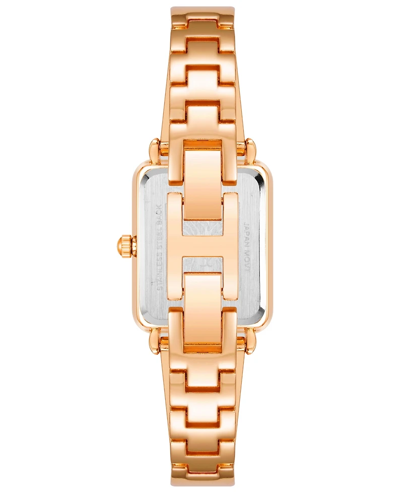 Anne Klein Women's Rose Gold-Tone Solid Bangle Watch, 22X27mm