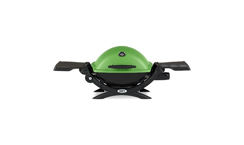 Weber Q 1200 Liquid Propane Grill Green With Adapter Hose And Grill Cover