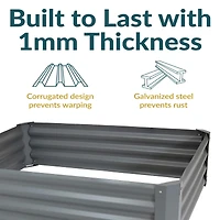 Galvanized Raised Garden Bed Outdoor - Metal Planter Box for Gardening Vegetables and Plants - 11.75" H Rectangle - Gray