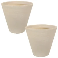 Walter 15.5" Double-Walled Polyresin Outdoor Planter - Fade-Resistant Antique White Finish - Set of 2