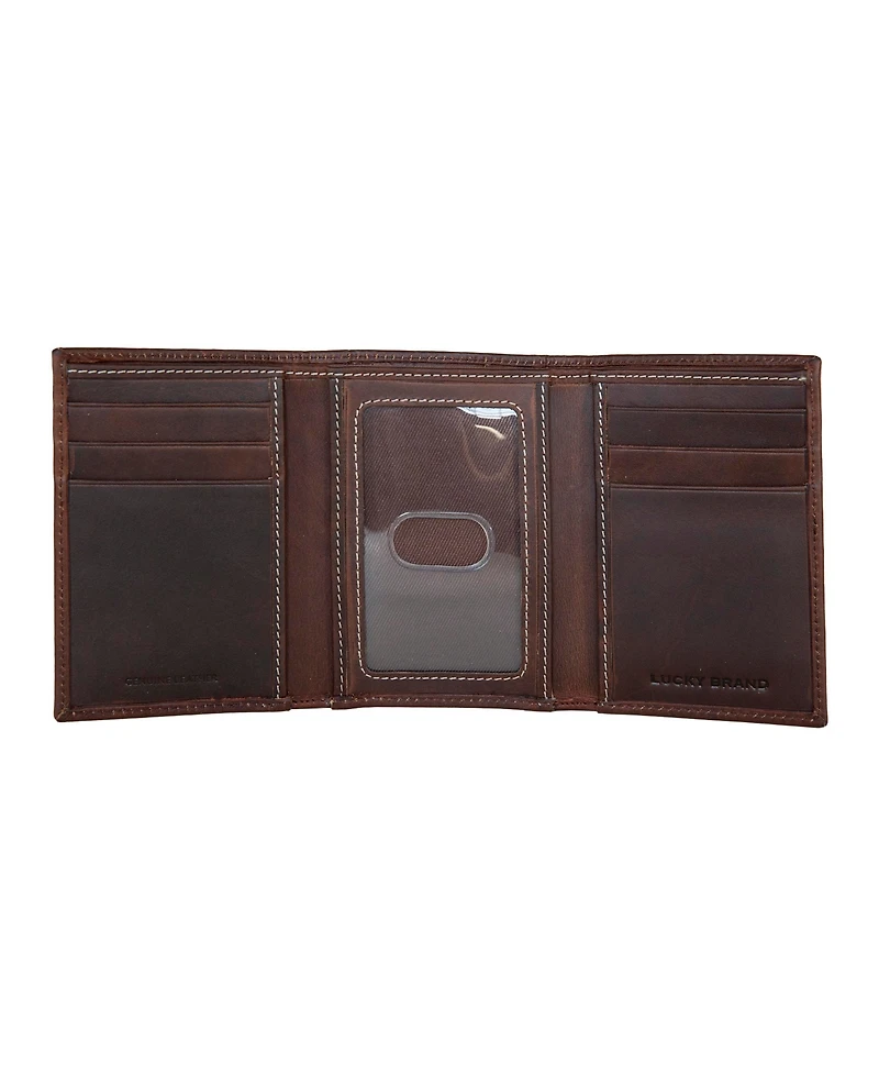 Lucky Brand Men's Western Embossed Leather Trifold Wallet
