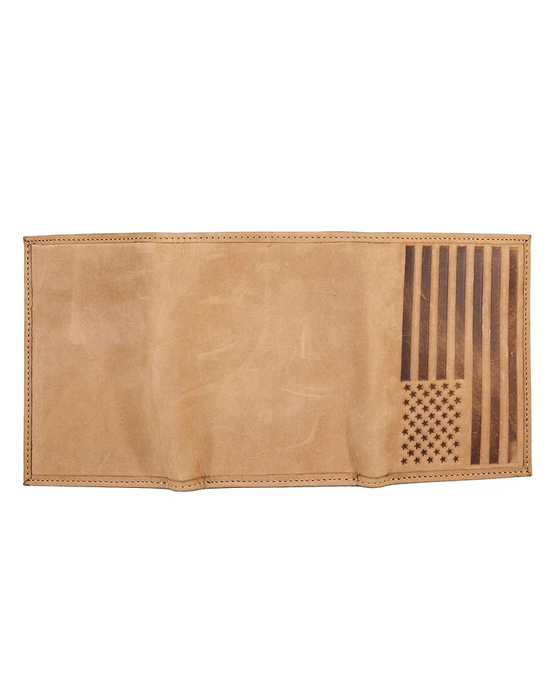 Lucky Brand Men's Flag Embossed Leather Trifold Wallet
