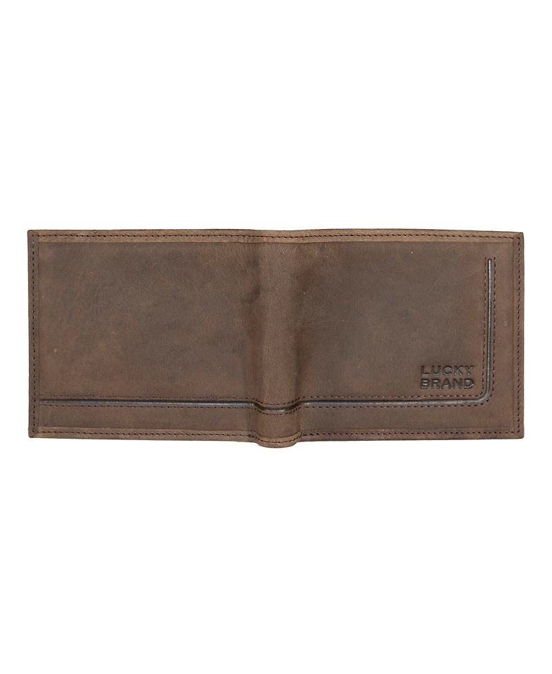 Lucky Brand Men's Grooved Leather Bifold Wallet