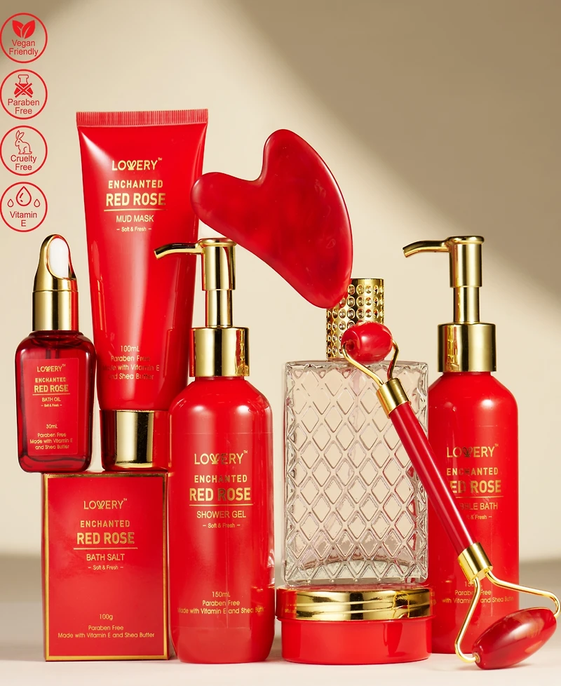 Lovery 10-Pc. Luxe Red Rose Bath & Body Care Gift Set