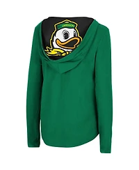 Women's Colosseum Green Oregon Ducks Catalina Hoodie Long Sleeve T-Shirt