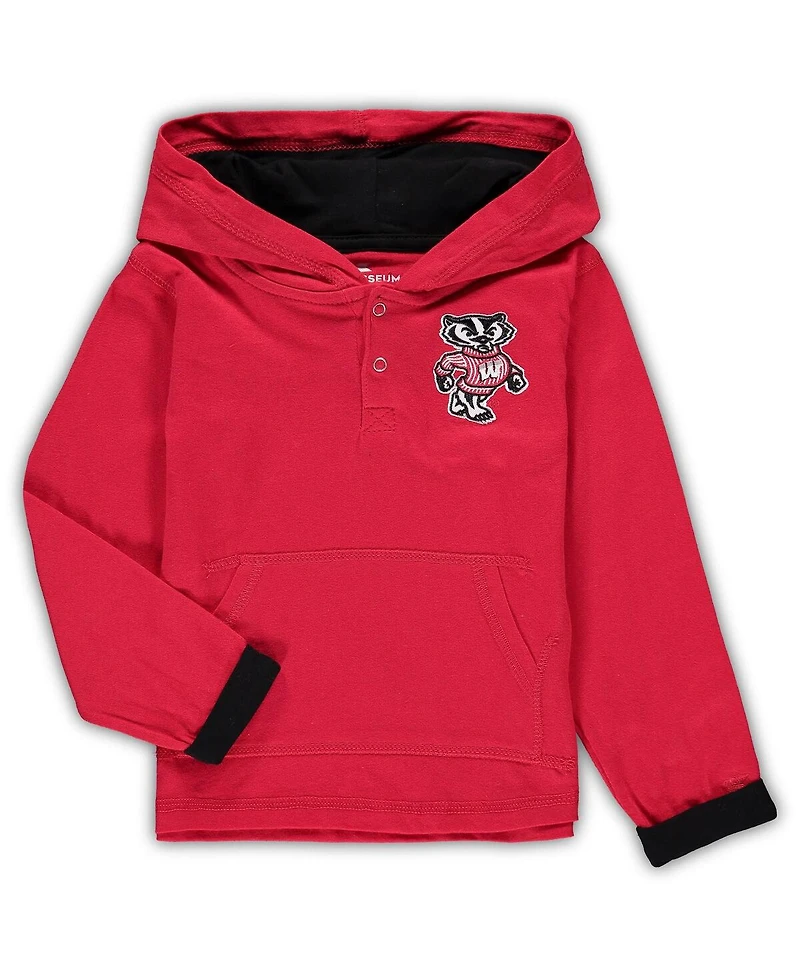 Toddler Boys Colosseum Red, Heathered Gray Wisconsin Badgers Poppies Hoodie and Sweatpants Set