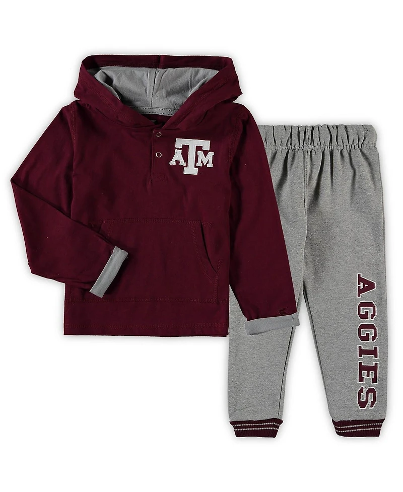 Toddler Boys Colosseum Maroon, Heathered Gray Texas A&M Aggies Poppies Hoodie and Sweatpants Set