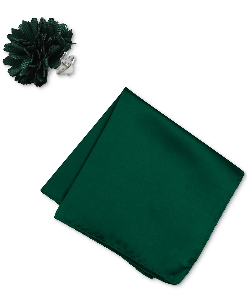 ConStruct Men's Solid Pocket Square & Lapel Pin Set