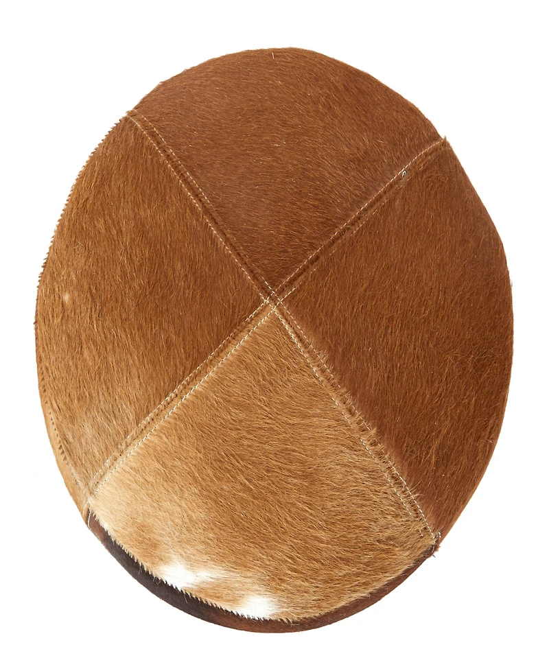 Rosemary Lane Leather Handmade Stool with Patchwork Pattern, 16" x