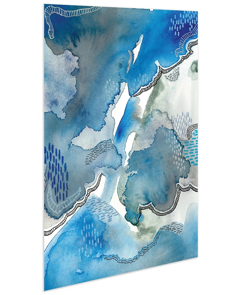 Empire Art Direct 'Subtle Blues I' Frameless Free Floating Tempered Glass Panel Graphic Wall Art, 32" x 48"