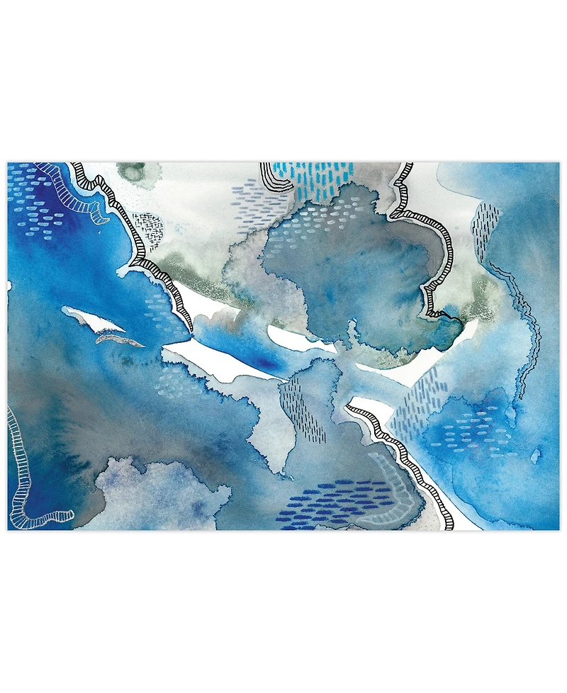 Empire Art Direct 'Subtle Blues I' Frameless Free Floating Tempered Glass Panel Graphic Wall Art, 32" x 48"