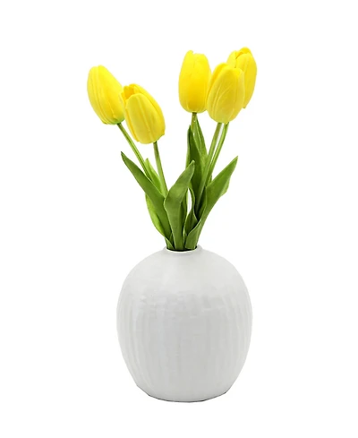 Flora Bunda Real-Touch Tulips in Vase, 11.25"