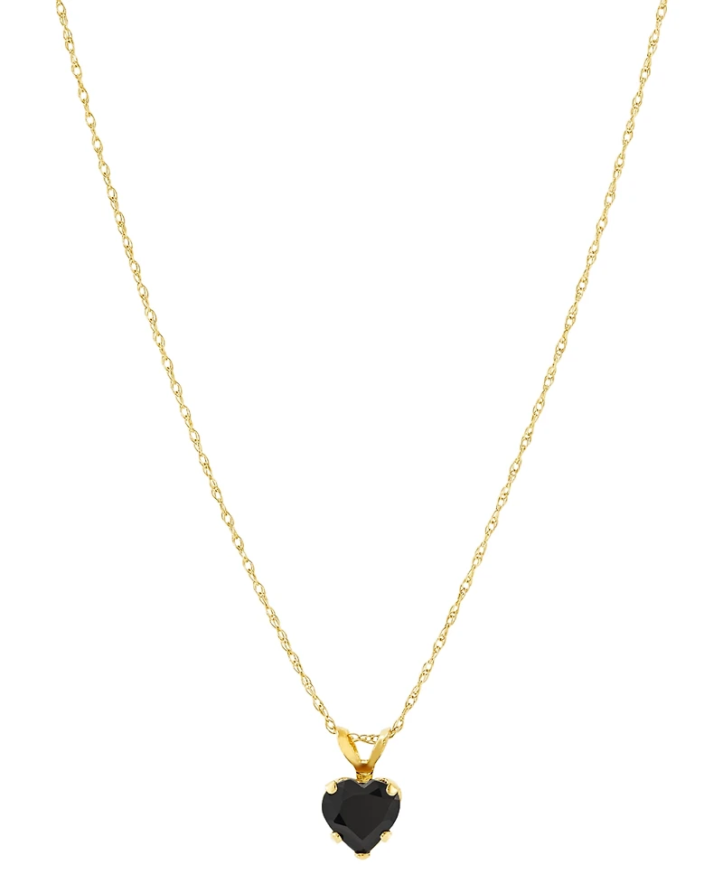 2-Pc. Set Onyx Heart Pendant Necklace & Matching Stud Earrings in 10k Gold