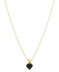 2-Pc. Set Onyx Heart Pendant Necklace & Matching Stud Earrings in 10k Gold