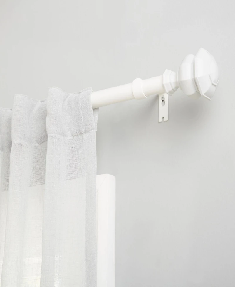 Lauren Ralph Welford 1" Adjustable Window Curtain Rod and Finial 23 Piece Set, 66"-120"
