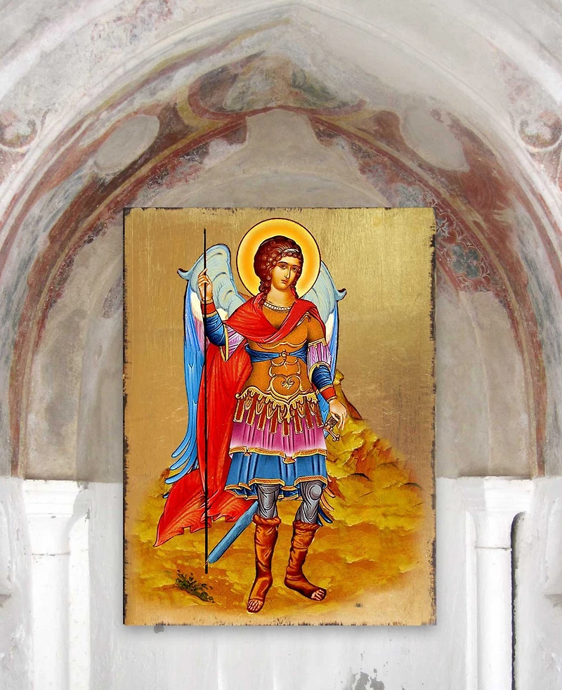Designocracy Icon Saint Michael The Archangel Wall Art on Wood 16"
