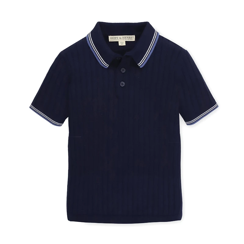 Hope & Henry Baby Boys Short Sleeve Sweater Polo with Tipping