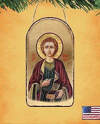 G.DeBrekht Saint Panteleimon Wooden Greek Christian Orthodox Icon Ornament