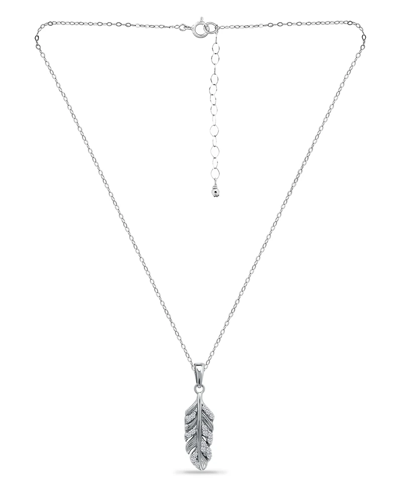 Giani Bernini Cubic Zirconia Pave Feather Pendant Necklace in Sterling Silver