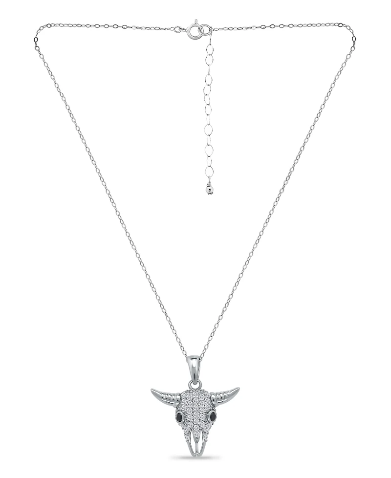 Giani Bernini Cubic Zirconia Pave Steer Head Pendant Necklace in Sterling Silver