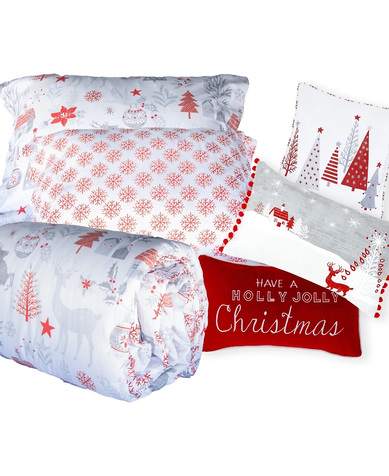 Southshore Fine Linens Holly Jolly Lane Reversible 6-Pc. Comforter Set