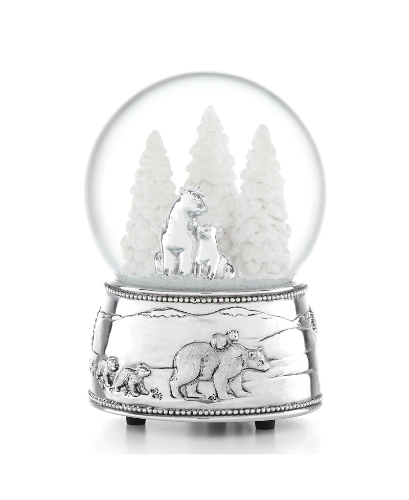 Reed & Barton North Pole Bound Polar Bear and Cubs Musical Snow Globe