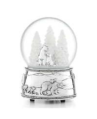Reed & Barton North Pole Bound Polar Bear and Cubs Musical Snow Globe
