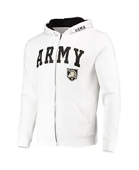 Men's Colosseum White Army Black Knights Arch and Logo 3.0 Full-Zip Hoodie