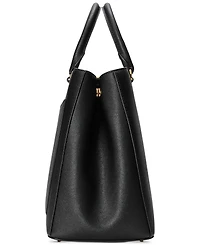 Lauren Ralph Crosshatch Leather Large Hanna Satchel