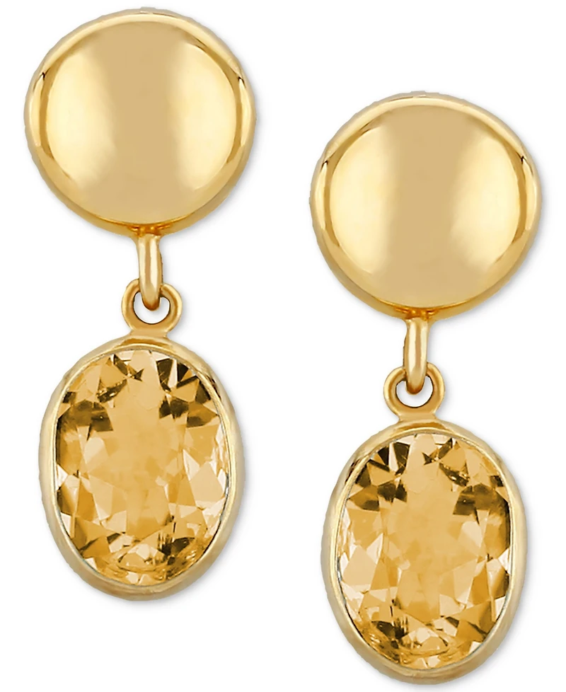 Amethyst Disc Drop Earrings (2-1/2 ct. t.w.) 14k Gold (Also Citrine & Garnet)