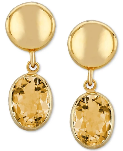 Amethyst Disc Drop Earrings (2-1/2 ct. t.w.) 14k Gold (Also Citrine & Garnet)