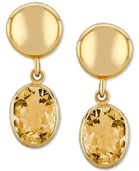 Amethyst Disc Drop Earrings (2-1/2 ct. t.w.) 14k Gold (Also Citrine & Garnet)