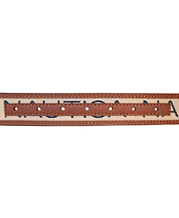 Nautica Men's Logo Ribbon with Leather Trim Belt