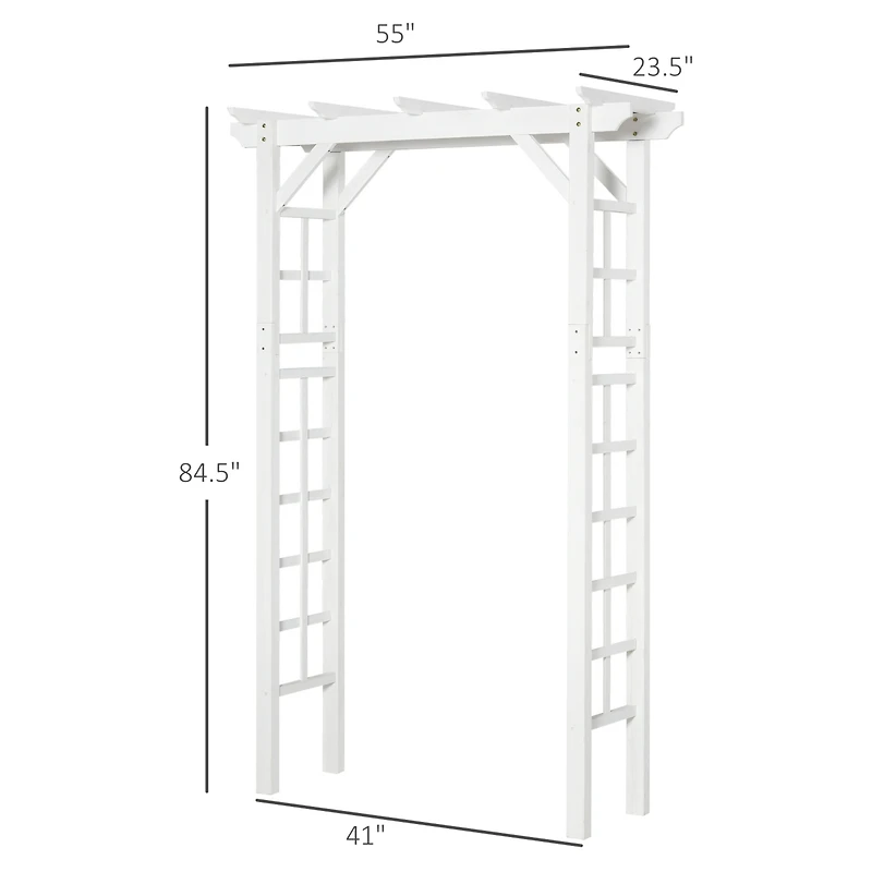 Outsunny 7' Wood Steel Outdoor Garden Arched Trellis Arbor w/ Fir Wood,