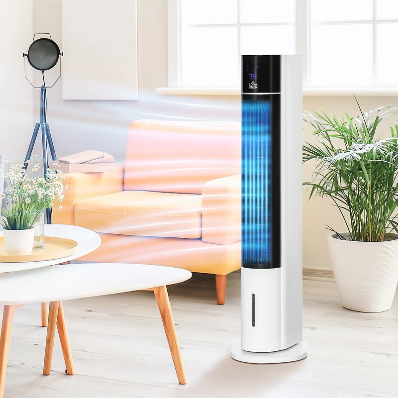 Homcom Bladeless Air Cooler, Evaporative Oscillating Tower Fan Humidifier Unit