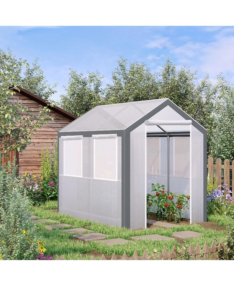 Outsunny 8' x 6' x 7.5' Steeple Walk-In house Tunnel Portable Garden Steel Frame