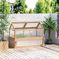 Outsunny Raised Garden Bed with house Wooden Cold Frame Natural