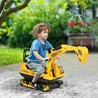 Qaba Kids Ride on Tractor with Storage, Excavator Scooter Gift for Kids