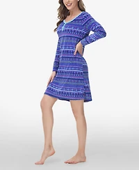 Ink+Ivy Women's Long Sleeve Henley Sleepshirt