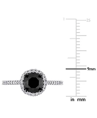 Black Diamond (1 ct. t.w.) & White (1/4 Halo Engagement Ring 14k Gold