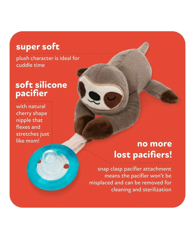 Nuby Baby Calming Natural Flex Snuggleez Pacifier with Plush Animal