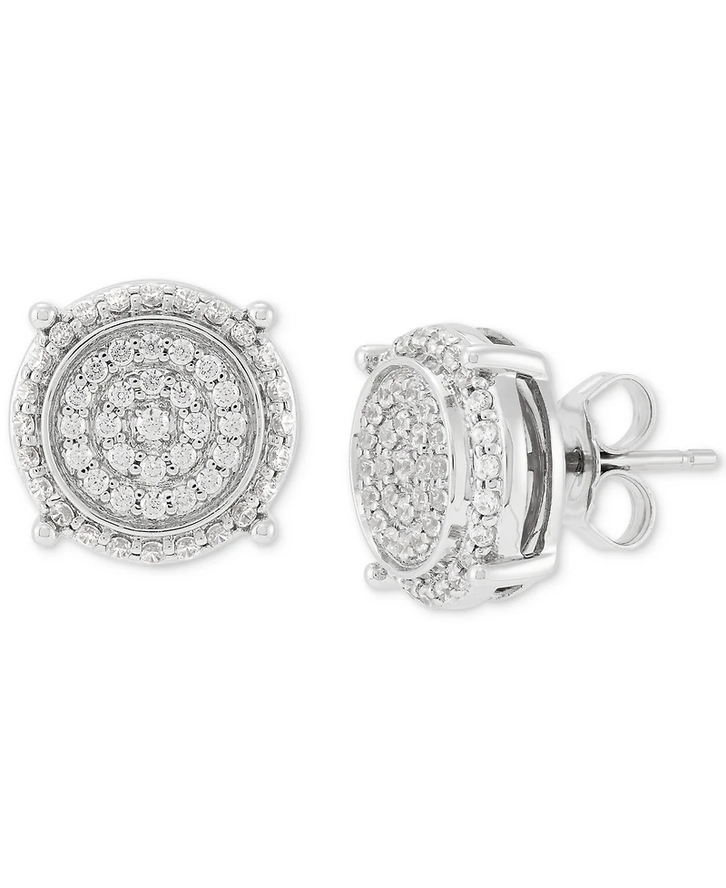 Grown With Love Men's Lab Grown Diamond Cluster Stud Earrings (1/2 ct. t.w.) in 10k White Gold