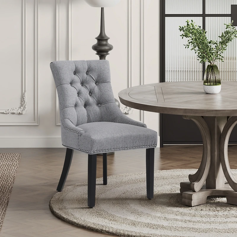 WestinTrends Upholstered Wingback Button Tufted Dining Chair