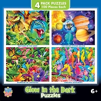 MasterPieces Glow in the Dark 4-Pack 100 Piece Jigsaw Puzzles - V2