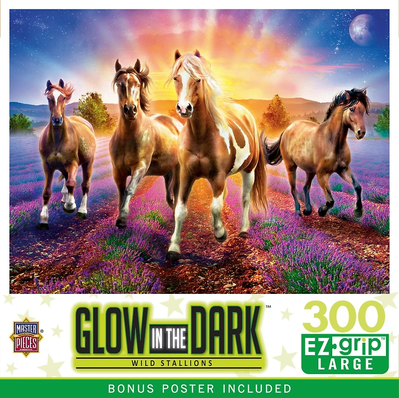 MasterPieces Glow in the Dark - Wild Stallions 300 Piece Ez Grip Puzzle