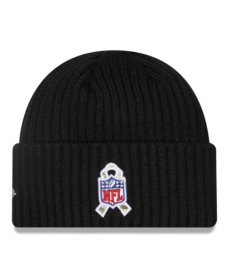Men's New Era Black New England Patriots 2022 Salute To Service Knit Hat