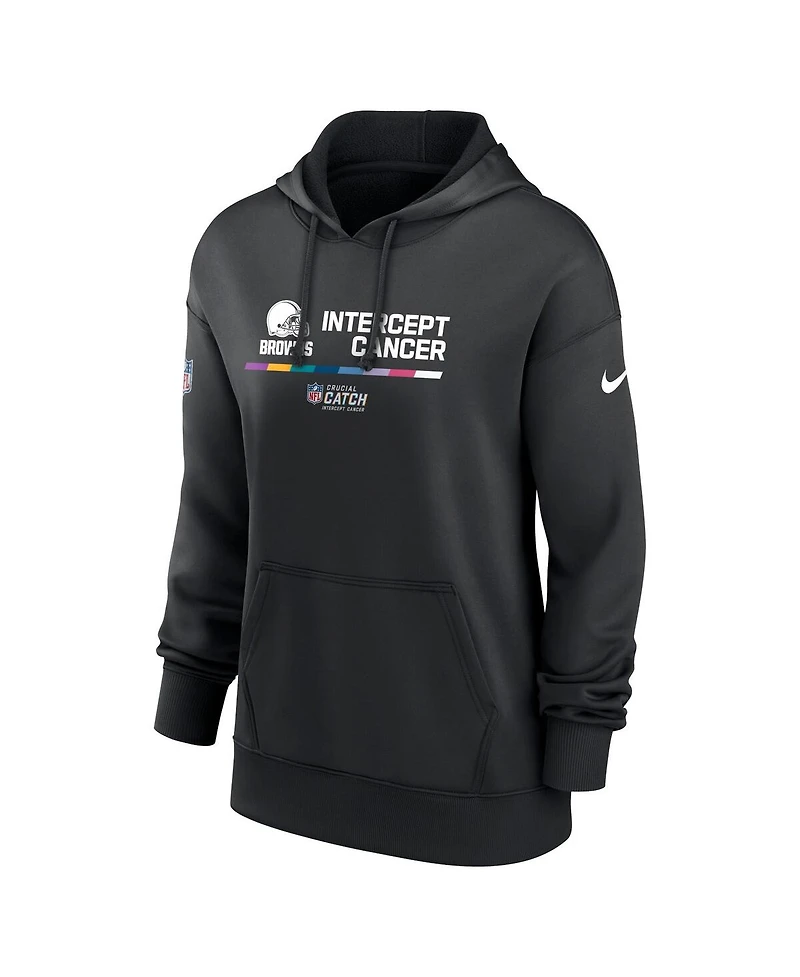 Women's Nike Black Cleveland Browns 2022 Nfl Crucial Catch Therma Performance Pullover Hoodie